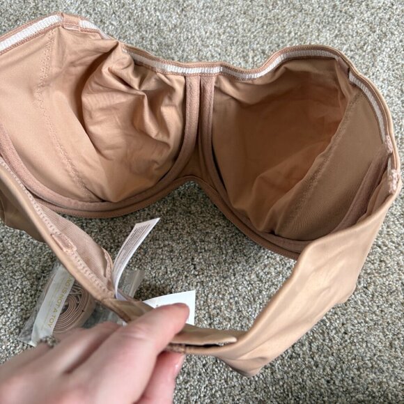 DELIMIRA underwire strapless minimizer bra 36DD Natural NWT Nude Tan - Picture 6 of 8
